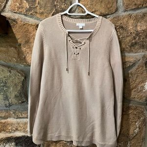 EUC Charter Club Lace Up Sweater ~ Size XL